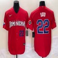 2023 World Cup Dominican Republic's #22 Juan Soto red majestic baseball jerseys 01