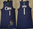 Nike Philadelphia 76ers #1 James Harden dark blue NBA Basketball jerseys city version-HL