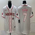 2023 World Cup Mexico #7 Julio Urias white majestic baseball jerseys 37