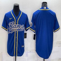 Nike Rams #9 Matthew Stafford blue baseball jerseys Joint name-BD