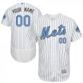 Custom New York Mets white blue stripe Flexbase Authentic Collection Jersey(1)