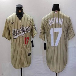 Nike Los Angeles Dodgers #17 Shohei Ohtani beige fashion MLB baseball Jersey 24