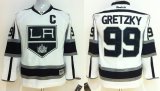 Youth Los Angeles Kings 99# Wayne Gretzky white nhl jersey