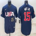 2023 World Cup #15 Bobby Witt Jr. blue USA majestic baseball jerseys 02