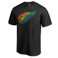 Men's Detroit Red Wings Fanatics Branded Black Rainbow Pride Logo T-Shirt