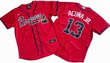 Men's Atlanta Braves 13# Ronald Acuna Jr. Nike Red Home Replica Player Name Jersey