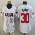 Youth 2023 World Cup #30 Kyle Tucker white USA majestic baseball jerseys 01