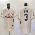 Nike New York Yankees #3 Babe Ruth beige majestic baseball Jersey Joint name