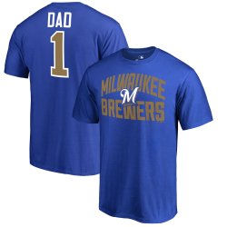 Men\'s Milwaukee Brewers Fanatics Branded Royal 2018 Father\'s Day Number 1 Dad T-Shirt