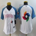 Youth 2023 World Cup Mexico blank white skyblue majestic baseball jerseys 10