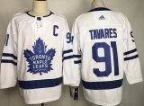 Adidas Toronto Maple Leafs #91 John Tavares white hockey jersey with C patch