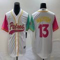 Nike San Diego Padres #13 Manny Machado white red green MLB Baseball jerseys Joint name-BD 02