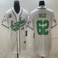 Nike Philadelphia Eagles #62 Jason Kelce white baseball jerseys Joint name C patch BD 01