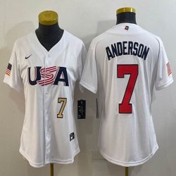 Youth 2023 World Cup #7 Tim Anderson white USA majestic baseball jerseys