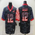 Nike Tampa Bay Buccaneers #12 Tom Brady black camo usa flag Color Rush Limited Jersey-BD