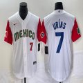 2023 World Cup Mexico #7 Julio Urias white red majestic baseball jerseys 07