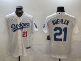 Nike Los Angeles Dodgers #21 Walker Buehler white majestic baseball jersey