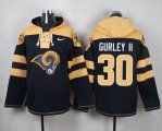 Custom Nike St.Louis Rams #30 Gurley II dark blue nfl Hooded Sweatshirt