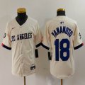 Nike Los Angeles Dodgers #18 Yoshinobu Yamamoto beige fashion MLB baseball Jersey-BD