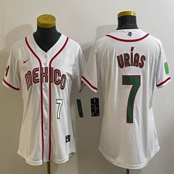 Women 2023 World Cup Mexico #7 Julio Urias white majestic baseball jerseys 07