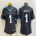 Women Nike Philadelphia Eagles #1 Jalen Hurts black Color Rush Limited Jersey