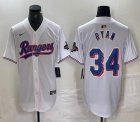 Nike Texas Rangers #34 Nolan Ryan white majestic baseball jerseys whith champions patch 01