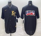 Nike kansas city royals blank black majestic baseball jerseys 01