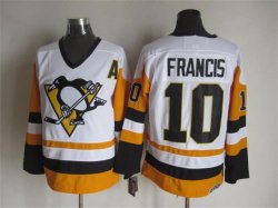 Pittsburgh Penguins #10 Ron Francis white throwback CCM ice hockey jersey A patch