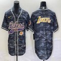 Nike Los Angeless Lakers blank gray camo baseball jerseys Joint name-BD 03