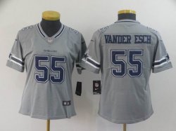 Women Dallas Cowboys #55 Leighton Vander Esch Nike Gray Color Rush Limited Jersey Inverted version