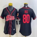 Women Nike 49ers #80 Jerry Rice black baseball jerseys Joint name-BD