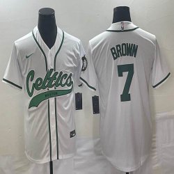 Nike Boston Celtics #7 Jaylen Brown white nba basketball jersey with short sleeves