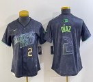 Women Nike Tampa Bay Rays #2 Yandy Diaz black majestic baseball jersey city version 01