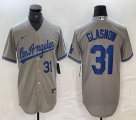 New Los Angeles Dodgers #31 Tyler Glasnow gray majestic baseball jerseys 04