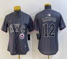 Youth Nike New York Mets #12 Francisco Lindor gray majestic majestic baseball jerseys city verion 01