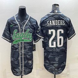 Nike Philadelphia Eagles #26 Miles Sanders gray camo baseball jerseys Joint name-BD