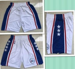 Philadelphia 76ers white blue basketball shorts