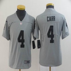 Youth Nike Oakland Raiders #4 Derek Carr gray Color Rush Limited Jersey Reverse version