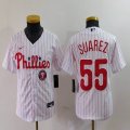 Youth Nike Philadelphia Phillies #55 Ranger Suarez white majestic baseball jerseys 02