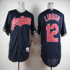 Cleveland Indians #12 Francisco Lindor dark Blue baseball jersey