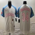 2023 World Cup Mexico #34 Fernando Valenzuela white skyblue majestic baseball jerseys-BD 11