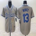 Nike Los Angeles Dodgers #13 Max Muncy gray majestic baseball Jerseys Joint name -BD 002