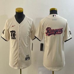 Youth Nike Texas Rangers blank beige majestic baseball jerseys city version 01