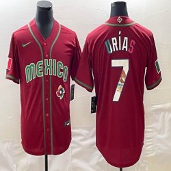 2023 World Cup Mexico #7 Julio Urias red blank majestic baseball jerseys 25