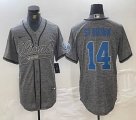 Detroit Lions #14 Ra St. Brown Hemp grey baseball Joint name -BD