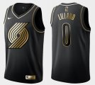 Nike Portland Trail Blazers #0 Damian Lillard black gold nba jersey