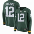 Women Green Bay Packers #12 Aaron Rodgers Nike Green Color Rush Limited Jersey long sleeves