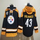 Custom Pittsburgh Steelers #43 Polamalu black yellow NFL Hooded Sweatshirt