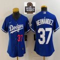 Women Nike Los Angeles Dodgers #37 Enrique Hernandez blue majestic baseball jerseys 01