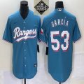 2023 world series Nike Texas Rangers #53 Adolis Garcia skyblue majestic baseball jerseys-BD